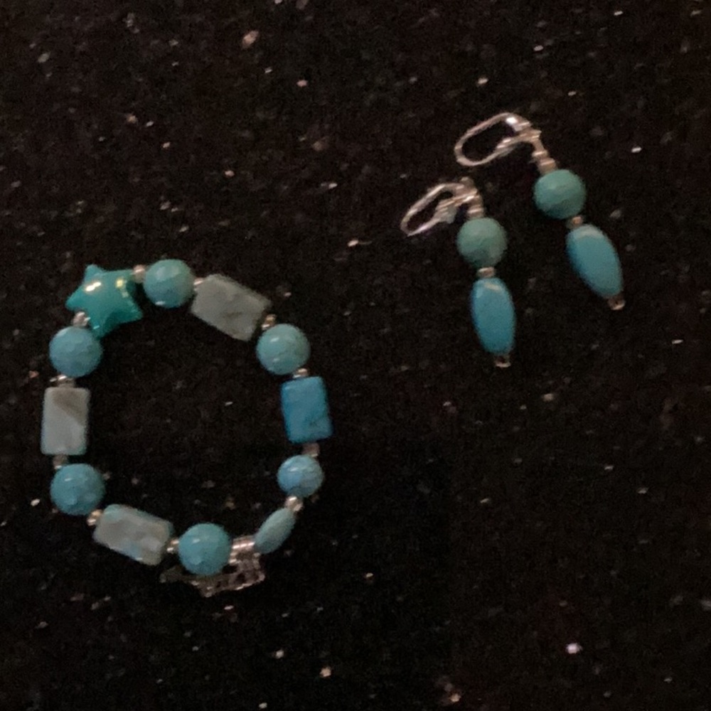 Turquoise Beaded Bracelet and Earring Set